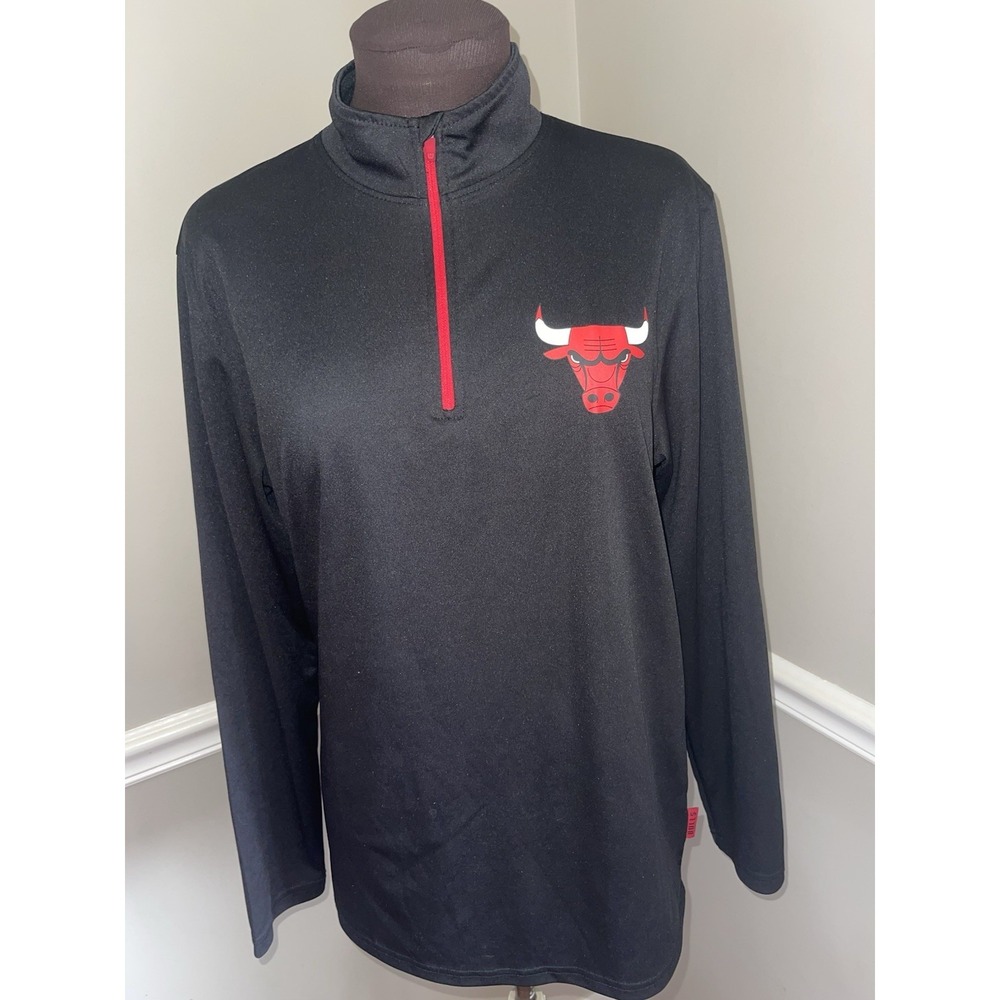 NBA Chicago Bulls Basketball 1/4 Zip Shirt‎ Mens Sz M Black